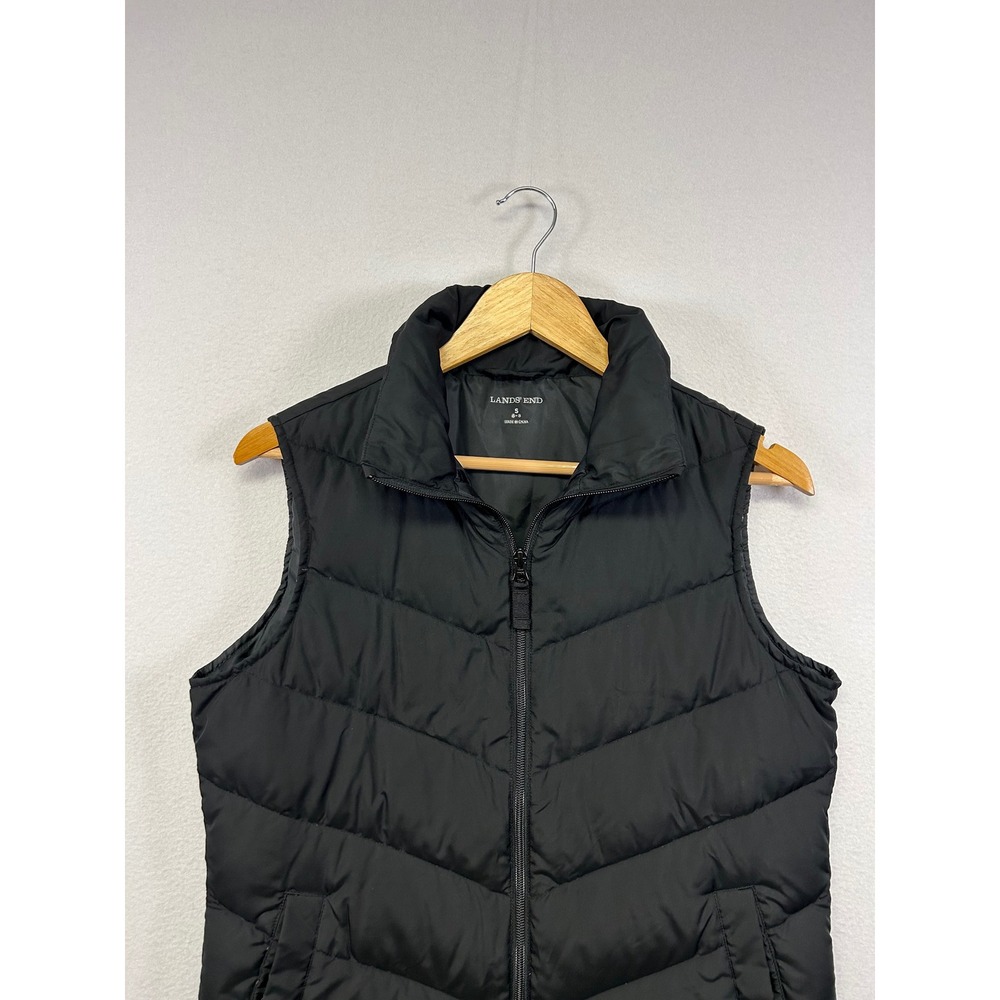 Outdoor Gorpcore Lands' End Womens Small Black Down Insulated Puffer Vest Zip Up - Picture 8 of 10